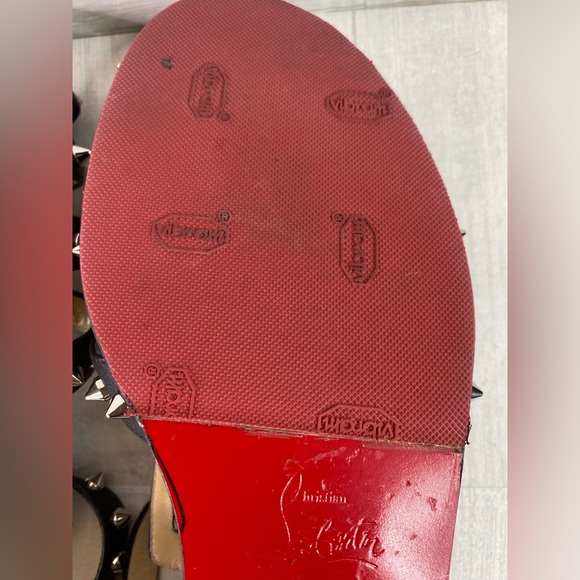 Christian Louboutin LoubiClou Studded Caged Leather Gladiator Sandals Sz 37.5 - Picture 13 of 14